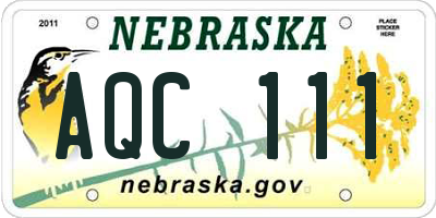 NE license plate AQC111