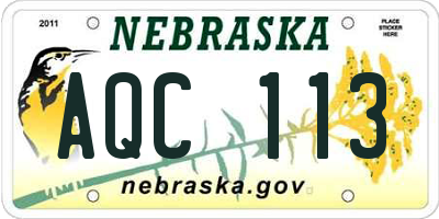 NE license plate AQC113