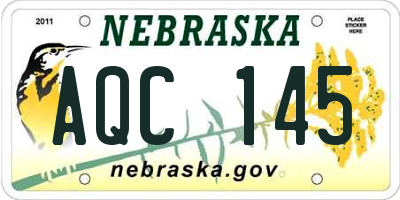 NE license plate AQC145