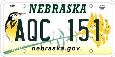 NE license plate AQC151