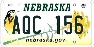 NE license plate AQC156