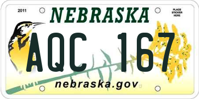 NE license plate AQC167