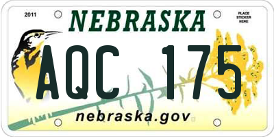 NE license plate AQC175