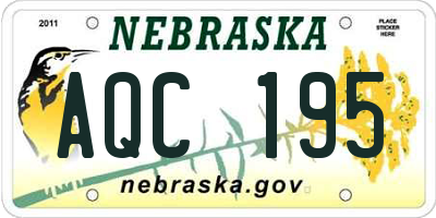 NE license plate AQC195