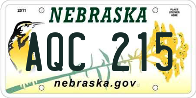 NE license plate AQC215