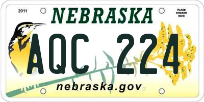 NE license plate AQC224