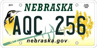 NE license plate AQC256