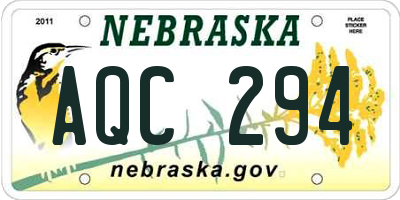 NE license plate AQC294