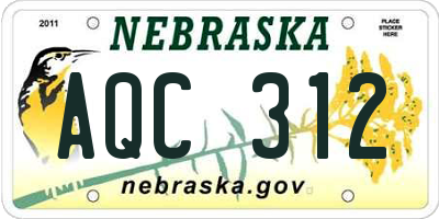 NE license plate AQC312
