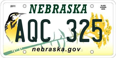 NE license plate AQC325