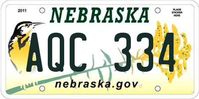 NE license plate AQC334