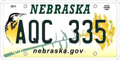 NE license plate AQC335
