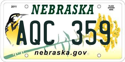 NE license plate AQC359