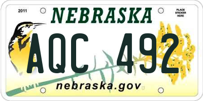 NE license plate AQC492
