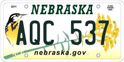 NE license plate AQC537