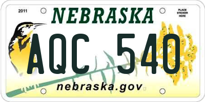 NE license plate AQC540
