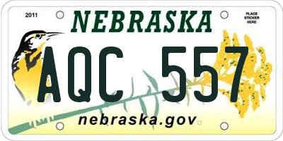 NE license plate AQC557