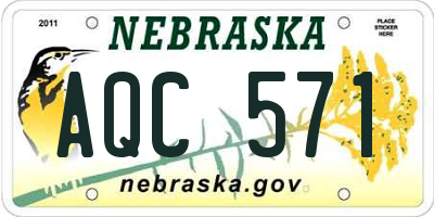 NE license plate AQC571