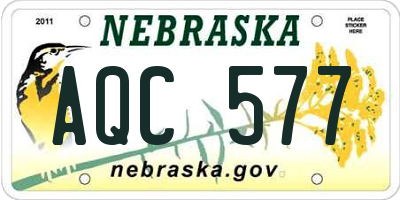 NE license plate AQC577