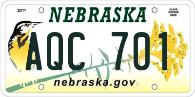 NE license plate AQC701