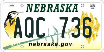 NE license plate AQC736