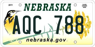 NE license plate AQC788