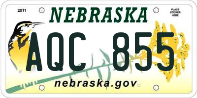 NE license plate AQC855