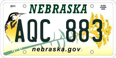 NE license plate AQC883