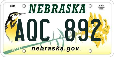 NE license plate AQC892