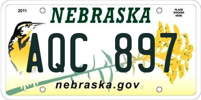 NE license plate AQC897