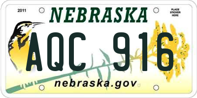 NE license plate AQC916