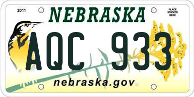 NE license plate AQC933