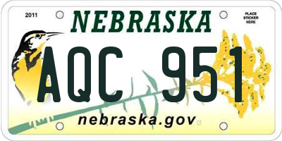 NE license plate AQC951