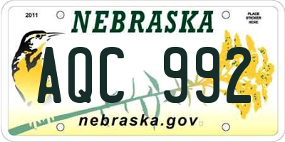 NE license plate AQC992