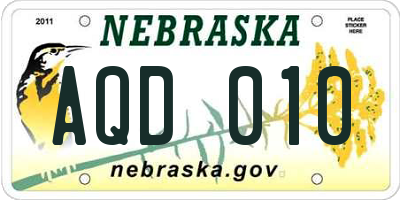 NE license plate AQD010