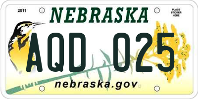 NE license plate AQD025