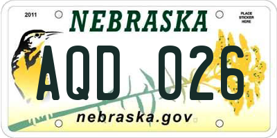 NE license plate AQD026