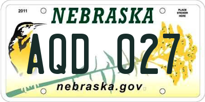 NE license plate AQD027