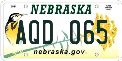 NE license plate AQD065