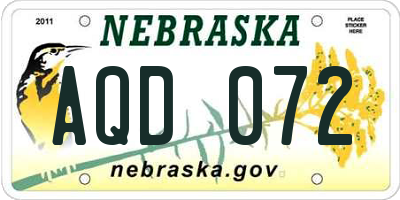 NE license plate AQD072