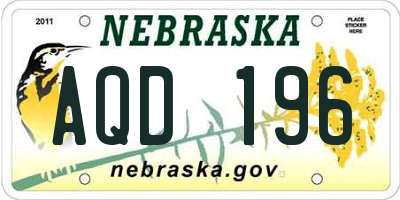 NE license plate AQD196