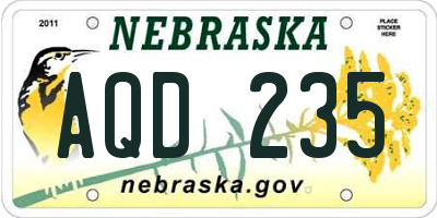 NE license plate AQD235