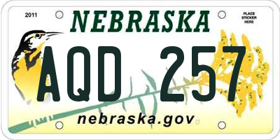 NE license plate AQD257