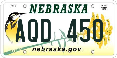 NE license plate AQD450