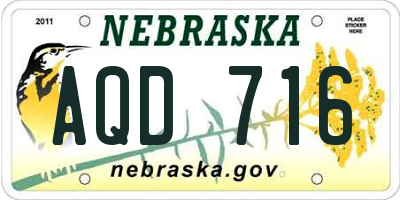 NE license plate AQD716