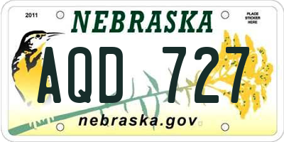 NE license plate AQD727