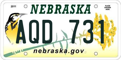 NE license plate AQD731