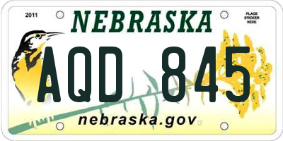 NE license plate AQD845
