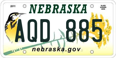 NE license plate AQD885