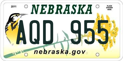 NE license plate AQD955
